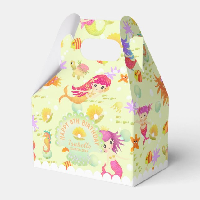 Caixinha De Lembrancinhas Sereias Limão Tento Verde (Frente)