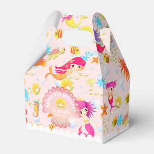 Caixinha De Lembrancinhas Sereias Pêssegos Tons Rosa