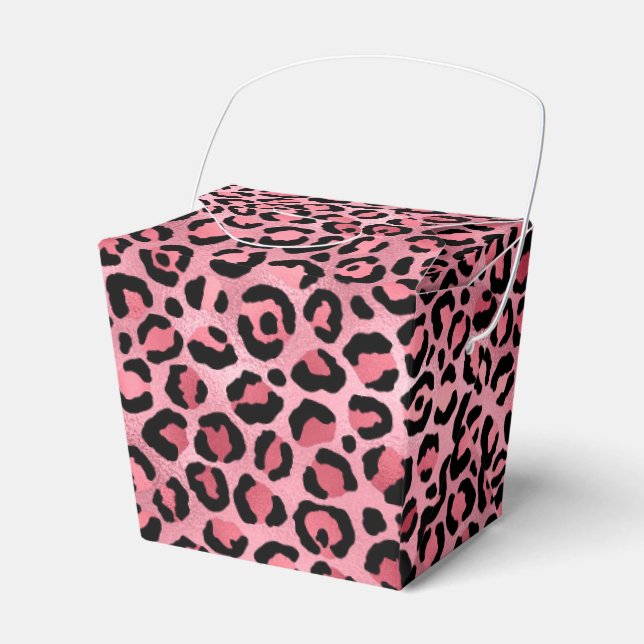Caixinha De Lembrancinhas Série de Design Leopardo Rosa e Dourado 2 (Frente)