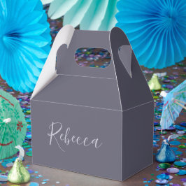 Caixinha De Lembrancinhas Seu nome | Script de Lavanda Elegante em Roxo Preg