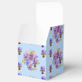 Caixinha De Lembrancinhas Shabby Blue Pansy Floral Dot Party Cake Box