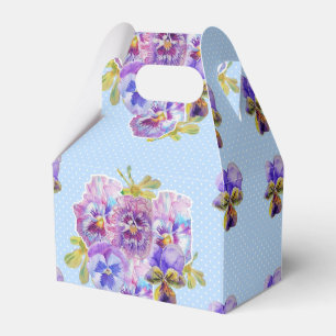 Caixinha De Lembrancinhas Shabby Blue Pansy Floral Dot Party Cake Box