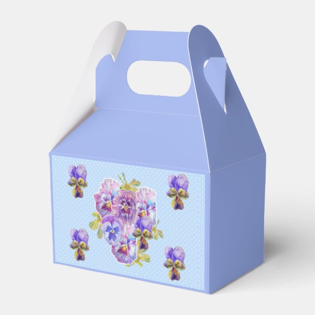 Caixinha De Lembrancinhas Shabby Blue Pansy Floral Tea Party Cake Box (Frente)