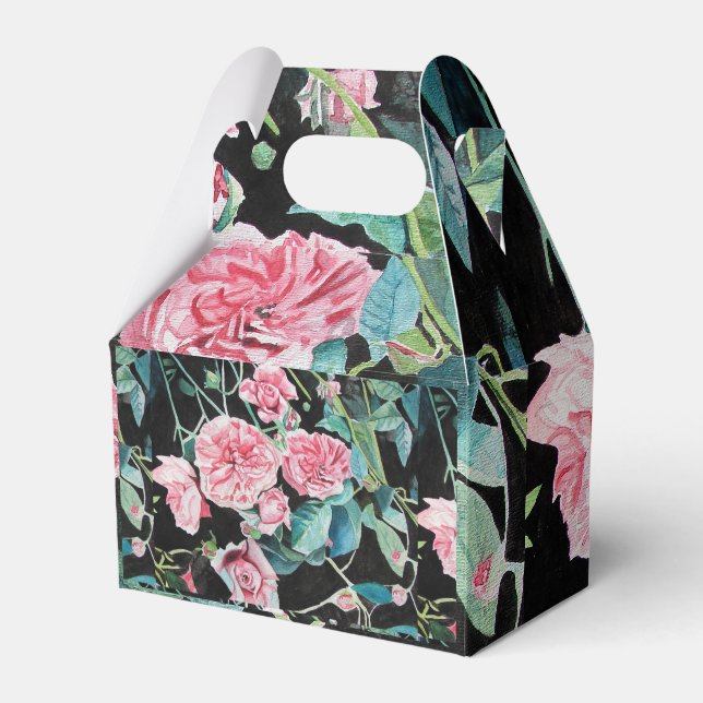 Caixinha De Lembrancinhas Shabby Rosa Rosa Floral, Rosa Floral, Festa de Bol (Frente)
