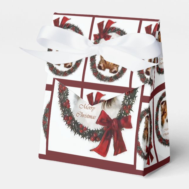 Caixinha De Lembrancinhas Shetland Sheepdog Christmas Sheltie Wreath (Frente)
