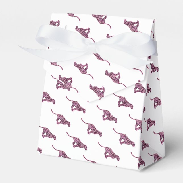 Caixinha De Lembrancinhas Silhouette Pink e Black Leopard (Frente)