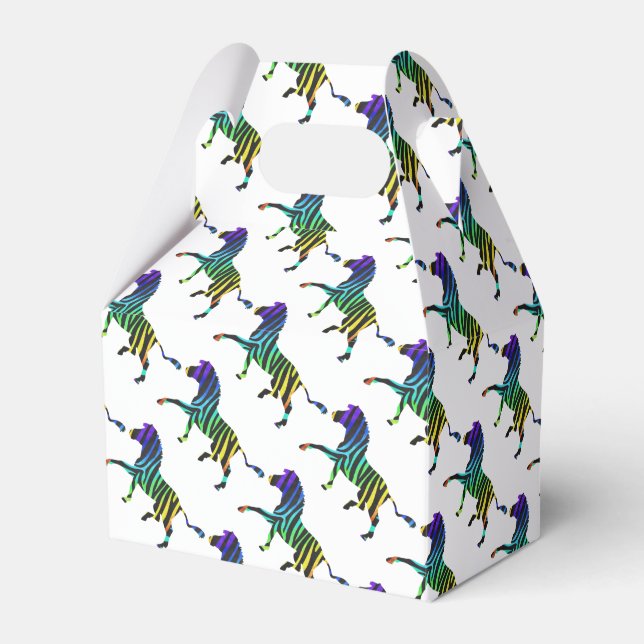 Caixinha De Lembrancinhas Silhouette Zebra Black e Rainbow (Frente)