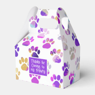 Caixinha De Lembrancinhas Silhueta de Pata de Animal Roxo Rosa Papel de Fest