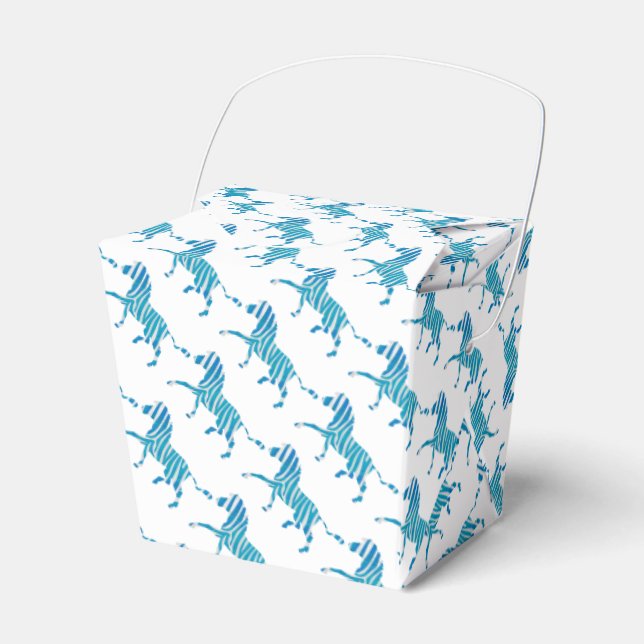 Caixinha De Lembrancinhas Silhueta de Zebra Azul e Branco (Frente)
