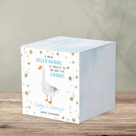 Caixinha De Lembrancinhas Silly Goose Blue Watercolor Boys Baby Shower