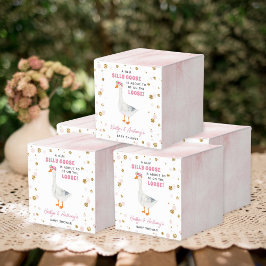 Caixinha De Lembrancinhas Silly Goose Pink Watercolor Girls Baby Shower