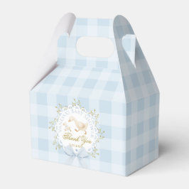Caixinha De Lembrancinhas Silly Goose Whimsical Blue Gingham Baby Shower