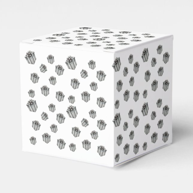 Caixinha De Lembrancinhas Silver Gift Boxes Elegant Holiday Premium Party (Frente)