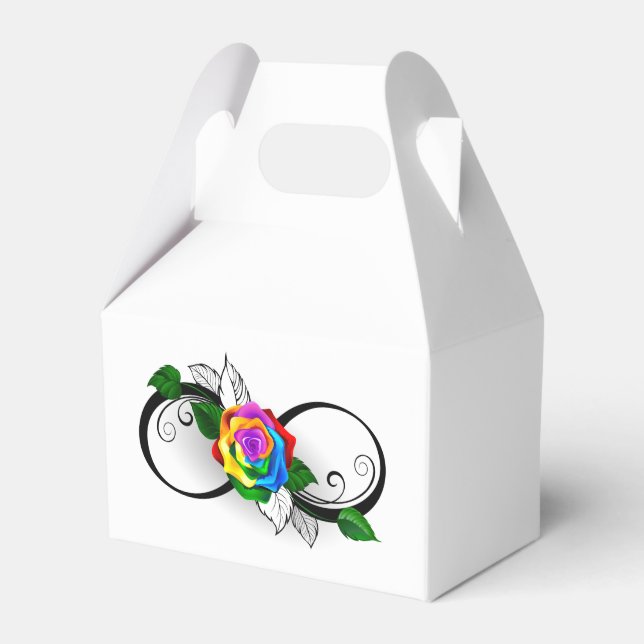 Caixinha De Lembrancinhas Símbolo Infinito com Rosa do Arco-Íris (Frente)