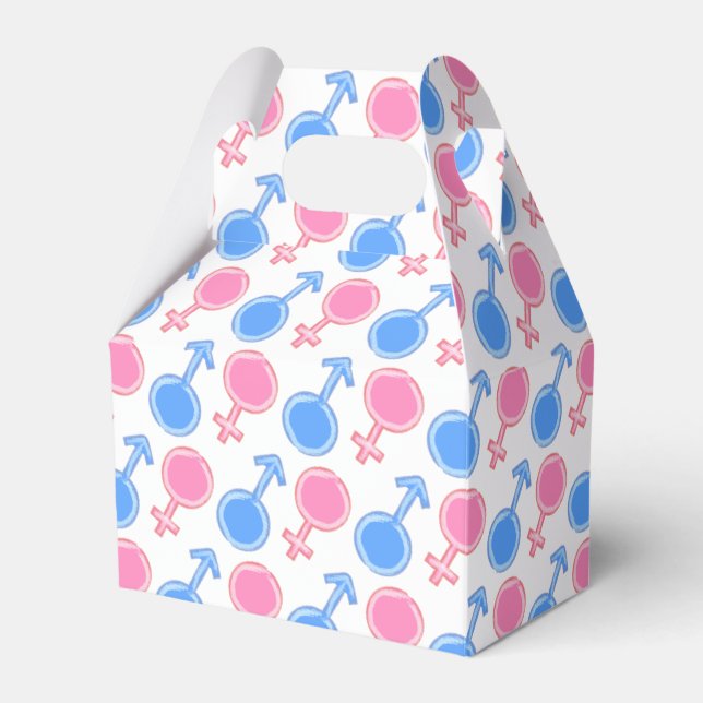 Caixinha De Lembrancinhas Símbolos de Gênero Menino e Menino Revelação de Gê (Frente)