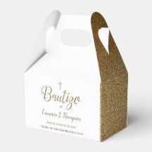 Simples Bautizo Dourado Cruz Branca obrigado Espan