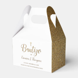 Caixinha De Lembrancinhas Simples Bautizo Dourado Cruz Branca obrigado Espan