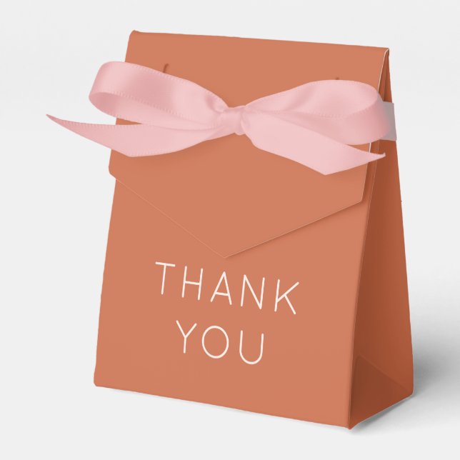 Caixinha De Lembrancinhas Simples Obrigado Nomes Data Terracotta Casamento (Frente)