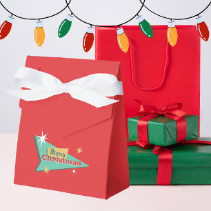 Caixinha De Lembrancinhas Simples Retro Vintage Vermelho Feliz Natal