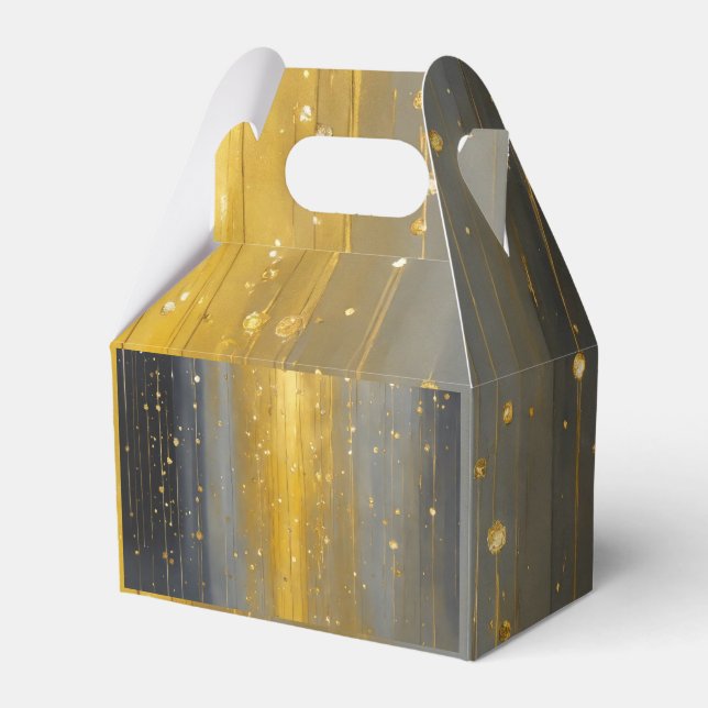 Caixinha De Lembrancinhas "Simplicidade Sublime: Chuva Dourada e Prateada (Frente)