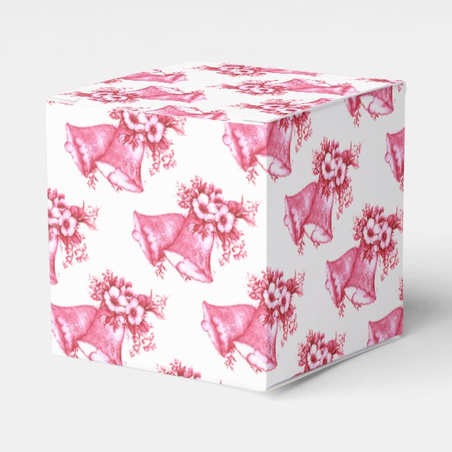 Caixinha De Lembrancinhas Sinos De Casamento Rosa (Frente)
