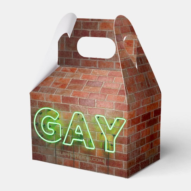 Caixinha De Lembrancinhas SlipperyJoe iluminou o sinal de neon gay brilhante (Frente)