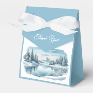 Caixinha De Lembrancinhas Snowy Mountain Winter Lake Wedding