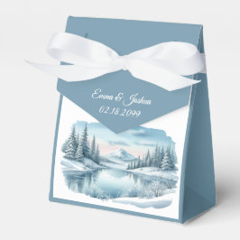 Caixinha De Lembrancinhas Snowy Mountain Winter Lake Wedding