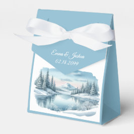 Caixinha De Lembrancinhas Snowy Mountain Winter Lake Wedding