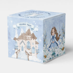 Caixinha De Lembrancinhas Snowy Winter Brunette Princess Birthday