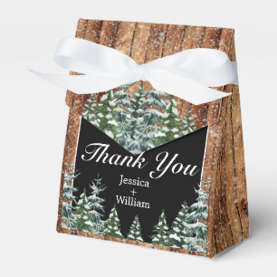 Caixinha De Lembrancinhas Snowy Wood & Forest Black Obrigado Casamento
