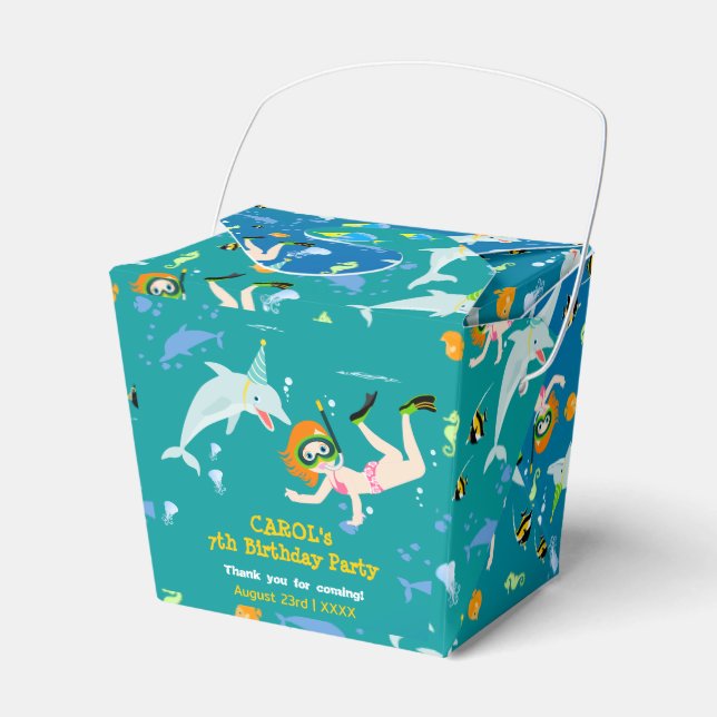 Caixinha De Lembrancinhas Sob o mar golfinhos e Festa de aniversário de meni (Frente)