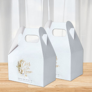 Caixinha De Lembrancinhas Sobre a Lua Boho Dourada Poeira e Nuvens