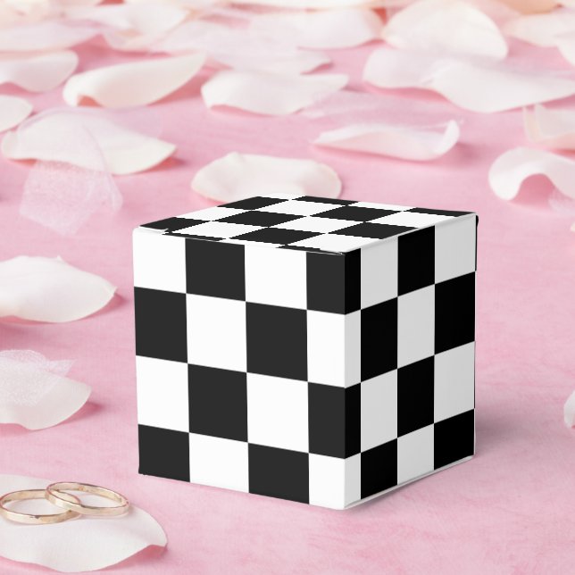 Caixinha De Lembrancinhas Solid Black with White Square Pattern Classic (Casamento)