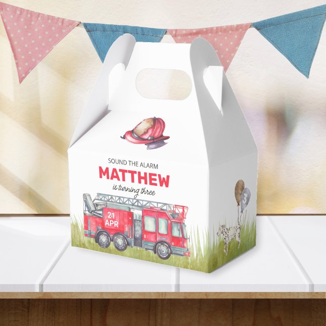 Caixinha De Lembrancinhas Som o Aniversário do Caminhão de Fogo do Alarme (Criador carregado)