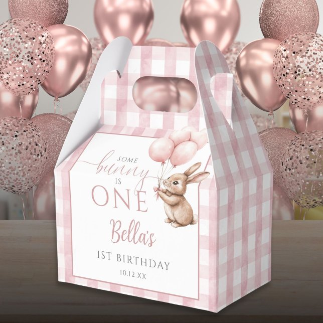Caixinha De Lembrancinhas Some Bunny Is One Pink Balloons 1st Birthday (Some Bunny Is One Pink Balloons 1st Birthday Favor Boxes)