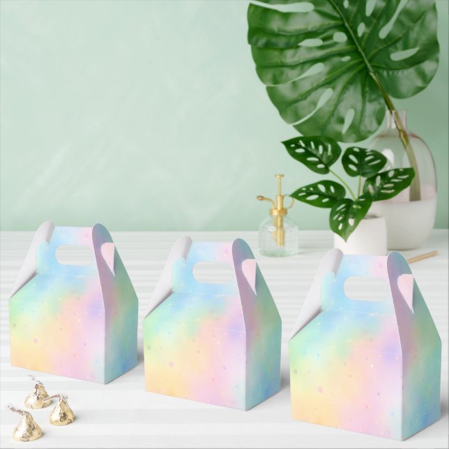 Caixinha De Lembrancinhas Sonho de Aquarela Pastel – Gradiente de Arco-íris  (Múltiplo)