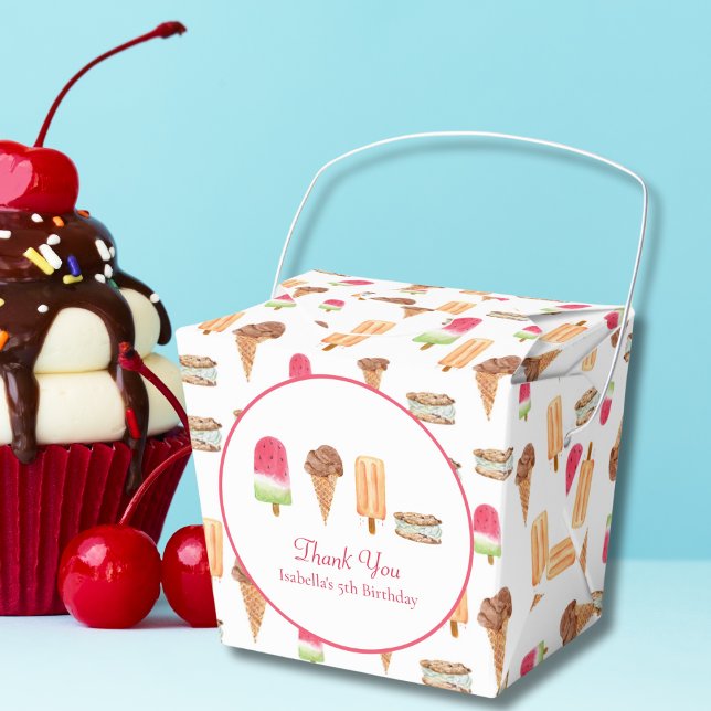 Caixinha De Lembrancinhas Sorvete de Aquarela e Obrigados de Aniversário (Criador carregado)