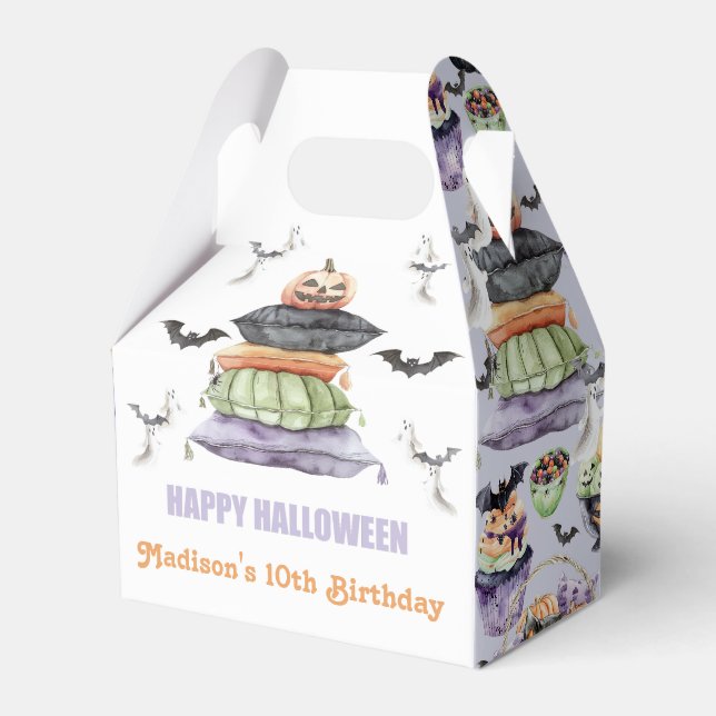 Caixinha De Lembrancinhas Spooken Halloween Sleepover Obrigado (Frente)