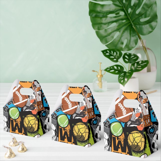 Caixinha De Lembrancinhas Sport Pattern With Balls (Múltiplo)