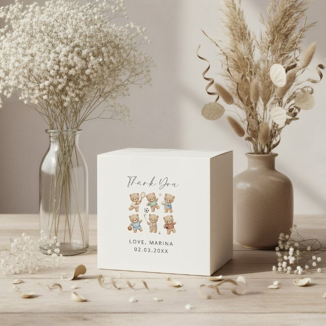 Caixinha De Lembrancinhas Sports bear baby shower, we can bearly wait (sport bear favor box)