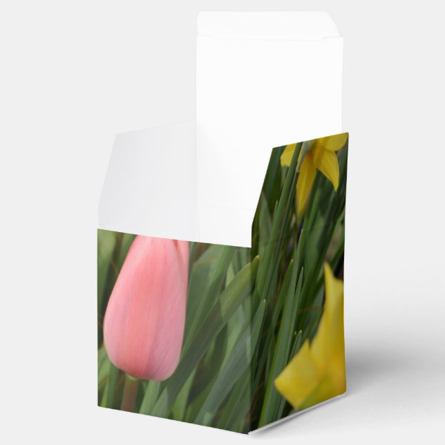 Caixinha De Lembrancinhas spring pink tulip and yellow daffodil flowers (Aberto)