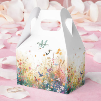 Caixinha De Lembrancinhas Spring Watercolor Birds Floral Monogram Wildflower