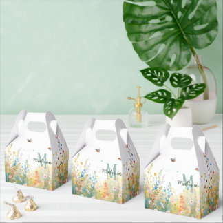Caixinha De Lembrancinhas Spring Watercolor Birds Floral Monogram Wildflower
