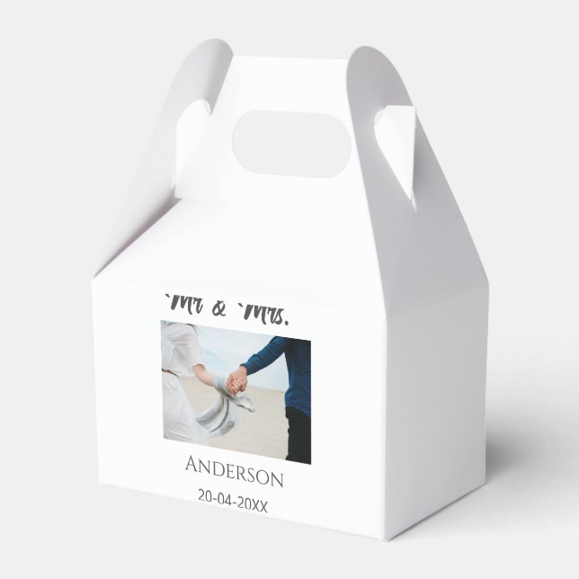 Caixinha De Lembrancinhas Sr. & Sra. adicionar nome da família data ano casa (Frente)