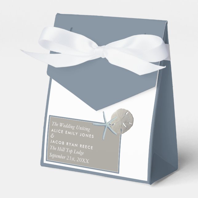 Caixinha De Lembrancinhas Starfish e Sand Dollar - Casamento de Praia (Frente)