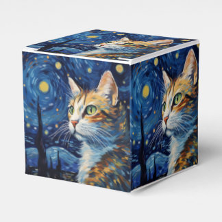 Caixinha De Lembrancinhas Starry Night Cat