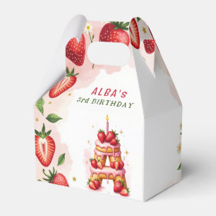 Caixinha De Lembrancinhas Strawberry Birthday Favor Box - Letra A Bolo