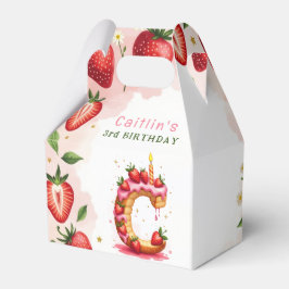 Caixinha De Lembrancinhas Strawberry Birthday Favor Box - Letra C Bolo