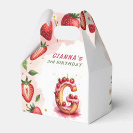Caixinha De Lembrancinhas Strawberry Birthday Favor Box - Letra G Bolo